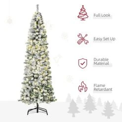 HOMCOM Pre-Lit Snow-Flocked Slim Douglas Fir Artificial Christmas Tree with Realistic Branches 20 HOMCOM Pre-Lit Snow-Flocked Slim Douglas Fir Artificial Christmas Tree with Realistic Branches -Northlight Christmas Store GUEST 88287b81 ab9f 450e a359 06215463e516