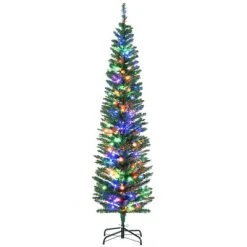 HOMCOM Prelit Artificial Christmas Tree Holiday Decoration with Colorful LED Lights, Pencil Shape, Green -Northlight Christmas Store GUEST 88974edf 6c6e 4dd3 bd8e d8c05b7313b2