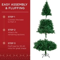 Best Choice Products 6ft Pre-Lit Premium Hinged Artificial Christmas Pine Tree w/ 1,000 Tips, 250 LED Lights, Metal Base -Northlight Christmas Store GUEST 88d732b6 9700 4113 af8f e452affbe531