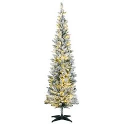 HOMCOM Pre-Lit Slim Noble Fir Artificial Christmas Tree with Realistic Branches, Warm White LED Lights and Tips, Green -Northlight Christmas Store GUEST 891e008a 3623 491f b15b 0016cd8c5a7a