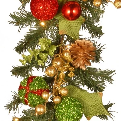 National Tree Company 72 in. Decorated Christmas Garland with Battery Operated LED Lights 4 National Tree Company 72 in. Decorated Christmas Garland with Battery Operated LED Lights - Image 2