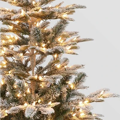 Puleo 7.5ft Pre-lit Artificial Christmas Tree Flocked Full Alaskan Fir 4 Puleo 7.5ft Pre-lit Artificial Christmas Tree Flocked Full Alaskan Fir - Image 2