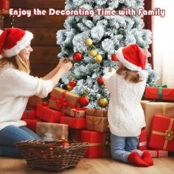 Costway 5ft/6ft/7ft Snow Flocked Hinged Artificial Slim Christmas Tree with Pine Needles -Northlight Christmas Store GUEST 8abe896c ad50 460d 8699 c64466f8cb43