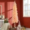 HOMCOM Pencil Prelit Artificial Christmas Tree Holiday Decoration with Snow Flocked Branches, Warm White LED Lights, Downswept Shape, Pink -Northlight Christmas Store GUEST 8b2f56ec b9d0 4169 aca8 4caa79d45886