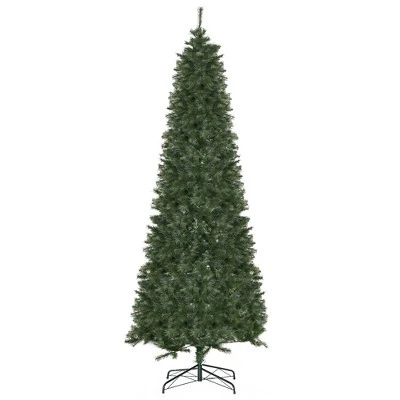 HOMCOM 8 Foot Pine Artificial Christmas Tree, Slim Pencil Xmas Tree with 952 Realistic Branches, Steel Base, Auto Open, Green 5 HOMCOM 8 Foot Pine Artificial Christmas Tree, Slim Pencil Xmas Tree with 952 Realistic Branches, Steel Base, Auto Open, Green - Image 3