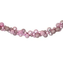 Northlight 6' Pink 3-Finish Shatterproof Ball Christmas Garland
