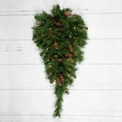 Northlight 30" Prelit Red Pine Artificial Christmas Teardrop Swag - Clear Lights -Northlight Christmas Store GUEST 8c10e51f 1568 46b4 a836 943156497668