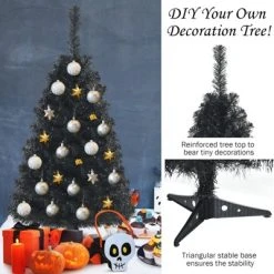 Tangkula 3 Ft Black Artificial Tree Unlit Halloween and Christmas Decoration Tree Compact Festival Party Supplies -Northlight Christmas Store GUEST 8c1d7fdc dca4 4b0d b6bb 8a89a7eac4a7