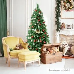 Tangkula Pre-Lit Christmas Spruce Tree Hinged Artificial Tree, Party Decoration w/ Tips, Lights, Pine Cones -Northlight Christmas Store GUEST 8d8a983a 60b1 413a 9f89 182786b1aea6