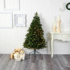 5ft Nearly Natural Pre-Lit LED Grand Teton Spruce Flat Back Artificial Christmas Tree Clear Lights -Northlight Christmas Store GUEST 8e1643ae 470a 443b a19f eef197009d98