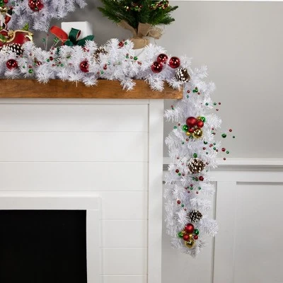 Northlight 9' x 10" White Iridescent Mixed Pine Artificial Christmas Garland - Unlit 4 Northlight 9' x 10" White Iridescent Mixed Pine Artificial Christmas Garland - Unlit - Image 2