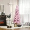 HOMCOM 6' Tall Unlit Snow Flocked Artificial Christmas Tree Slim Pencil Xmas Tree with Pine Shape and Realistic Branches, Pink 1 HOMCOM 6' Tall Unlit Snow Flocked Artificial Christmas Tree Slim Pencil Xmas Tree with Pine Shape and Realistic Branches, Pink -Northlight Christmas Store GUEST 8f128a33 1e3a 44e1 b0ab 81355967bd4a