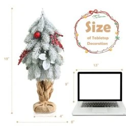 Tangkula 19" Mini Snow Flocked Xmas Tree Tabletop Artificial Christmas Tree w/ 59 Tips Burlap Cement Sand -Northlight Christmas Store GUEST 8f434e5b 4e42 4e19 acff 11e013755489
