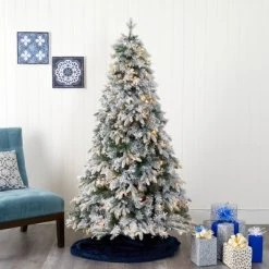 5ft Nearly Natural Pre-Lit LED Flocked Vermont Mixed Pine Artificial Christmas Tree Clear Lights -Northlight Christmas Store GUEST 8ff7b5d8 01c9 4001 ad40 90733d249744