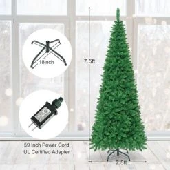 Tangkula 7.5ft Pencil Christmas Tree Pre-Lit Hinged Artificial Decoration w/ 350 Warm White Lights -Northlight Christmas Store GUEST 912a234c 363f 46d7 bb35 27cf94a84ac8