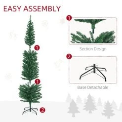 HOMCOM Prelit Artificial Christmas Tree Holiday Decoration with Colorful LED Lights, Pencil Shape, Green -Northlight Christmas Store GUEST 916ff72f a4cc 4ea6 bbc8 dc35096cdf09