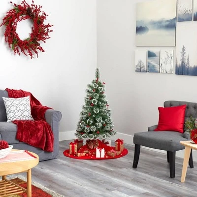 4ft Nearly Natural Pre-Lit LED Frosted Swiss Pine Artificial Christmas Tree Clear Lights 8 4ft Nearly Natural Pre-Lit LED Frosted Swiss Pine Artificial Christmas Tree Clear Lights - Image 6