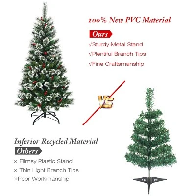 Tangkula Unlit Snow Flocked Artificial Christmas Tree Hinged Pine Decoration Tree 8 Tangkula Unlit Snow Flocked Artificial Christmas Tree Hinged Pine Decoration Tree - Image 6