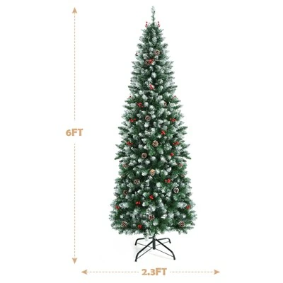 Tangkula 5ft Pre-lit Artificial Christmas Tree Slim Artificial Xmas Tree w/ 250 Replaceable LED Lights & 408 Branch Tips 11 Tangkula 5ft Pre-lit Artificial Christmas Tree Slim Artificial Xmas Tree w/ 250 Replaceable LED Lights & 408 Branch Tips - Image 9