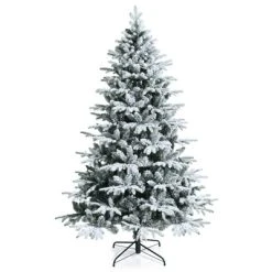 Tangkula Snow Flocked Christmas Tree, Pre-lit Artificial Xmas Tree w/ LED Lights & PE & PVC Branch Tips -Northlight Christmas Store GUEST 940862fc 9ec7 4aab 9a48 fceb38d12078