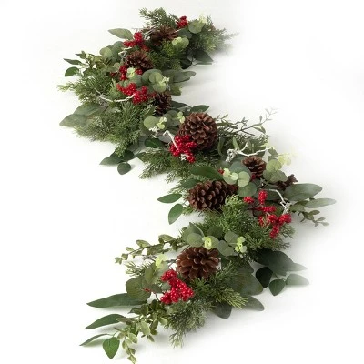 Sullivans 6' Pine & Berry Artificial Garland 72"L Green 3 Sullivans 6' Pine & Berry Artificial Garland 72"L Green