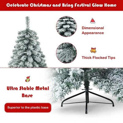 Costway 7.5 ft Snow Flocked Artificial Christmas Tree Hinged Alaskan Pine Tree Holiday 11 Costway 7.5 ft Snow Flocked Artificial Christmas Tree Hinged Alaskan Pine Tree Holiday - Image 9