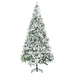 HOMCOM 9' Tall Unlit Snow Flocked Pine Artificial Christmas Tree with Realistic Branches, Green -Northlight Christmas Store GUEST 951144f0 1a69 469b 92ec 1902bae500aa