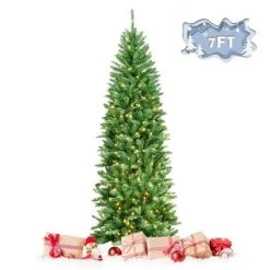 Tangkula Pre-lit Hinged Artificial Pencil Fir Christmas Tree with UL-listed Lights -Northlight Christmas Store GUEST 9529fff9 dd4b 496d 9bb7 234dede065bf