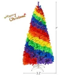 Tangkula 7FT Artificial Hinged Christmas Tree Colorful Rainbow Full Fir Xmas Tree with 1213 Branch Tips -Northlight Christmas Store GUEST 95cbdb69 0a30 49a8 ad28 46d97108c313