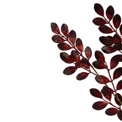 Northlight 37" Red Glittered Leaves Artificial Christmas Spray 4 Northlight 37" Red Glittered Leaves Artificial Christmas Spray - Image 2