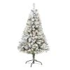 Nearly Natural 5' Flocked White River Mountain Pine Prelit LED Artificial Christmas Tree with Pinecones