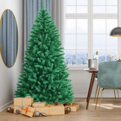 Costway 7ft Iridescent Tinsel Artificial Christmas Tree Green w/1160 Branch Tips 4 Costway 7ft Iridescent Tinsel Artificial Christmas Tree Green w/1160 Branch Tips - Image 2