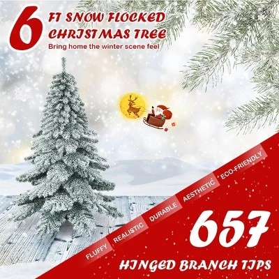 Tangkula Snow Flocked Artificial Christmas Tree Hinged Alaskan Pine Decoration Tree 7 Tangkula Snow Flocked Artificial Christmas Tree Hinged Alaskan Pine Decoration Tree - Image 5