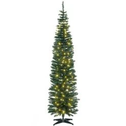 HOMCOM 7' Tall Pre-Lit Slim Noble Fir Artificial Christmas Tree with Realistic Branches, 200 Warm White LED Lights and 499 Tips, Green -Northlight Christmas Store GUEST 97cb75f6 e9a9 48a6 8bb2 a9ced00c863c