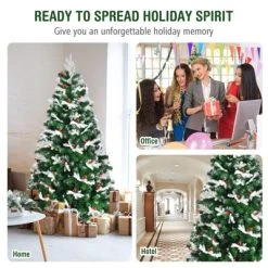 Tangkula Premium Unlit Christmas Tree, Snow Flocked Hinged Artificial Christmas Tree Pine Full Tree with Solid Metal Stand -Northlight Christmas Store GUEST 985a14c2 e828 4308 91b7 8479e07562c6