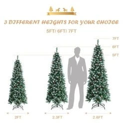 Tangkula 5ft Pre-lit Artificial Christmas Tree Slim Artificial Xmas Tree w/ 250 Replaceable LED Lights & 408 Branch Tips 19 Tangkula 5ft Pre-lit Artificial Christmas Tree Slim Artificial Xmas Tree w/ 250 Replaceable LED Lights & 408 Branch Tips -Northlight Christmas Store GUEST 99498601 2c6e 4781 8f7f 35e0b2c09ce8