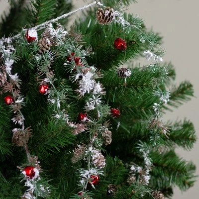Melrose 40" Green Frosted Pine Cones and Bells Artificial Christmas Spray 4 Melrose 40" Green Frosted Pine Cones and Bells Artificial Christmas Spray - Image 2