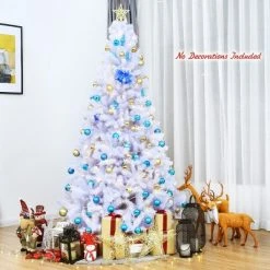 Tangkula 7.5ft White Christmas Pine Tree Hinged Artificial Decoration w/ 1346 Tips & Metal Stand -Northlight Christmas Store GUEST 9ac5ddd6 9733 47ec 98c0 8598f3f96895