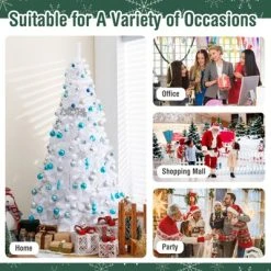 Tangkula 7ft White Artificial PVC Christmas Tree Festive Winter Tree w/ Stand Indoor/Outdoor -Northlight Christmas Store GUEST 9c106366 7a17 4468 bbc3 3e5ff54cbc03