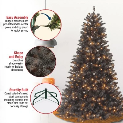 National Tree Company 7.5 ft Pre-Lit Artificial Full Christmas Tree, Black, North Valley Spruce, White Lights, Includes Stand 6 National Tree Company 7.5 ft Pre-Lit Artificial Full Christmas Tree, Black, North Valley Spruce, White Lights, Includes Stand - Image 4