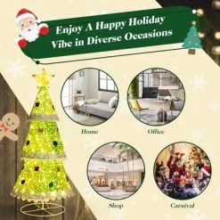 Tangkula 4.6 FT Pop-up Christmas Tree Collapsible Artificial Xmas Tree w/110 Warm Lights Tree Top Star Metal Base Lighted Christmas Decor -Northlight Christmas Store GUEST 9cedd5c6 524b 4e7d bf18 08f5f480a38e