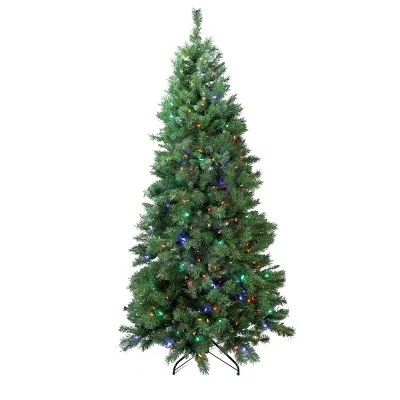 Northlight 7' Prelit Artificial Christmas Tree Slim LED Glacier Pine - Multicolor Lights 3 Northlight 7' Prelit Artificial Christmas Tree Slim LED Glacier Pine - Multicolor Lights