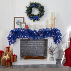 Nearly Natural 6' Pre-lit Pine Artificial Christmas Garland Blue with Warm White Lights -Northlight Christmas Store GUEST 9df37d43 a3c8 49d8 83e8 6108c05c98e5