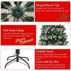 Tangkula Unlit Snow Flocked Artificial Christmas Tree Hinged Pine Decoration Tree 20 Tangkula Unlit Snow Flocked Artificial Christmas Tree Hinged Pine Decoration Tree -Northlight Christmas Store GUEST 9df77ef2 a15e 4fd0 ba06 669043f625e9