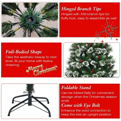 Tangkula Unlit Snow Flocked Artificial Christmas Tree Hinged Pine Decoration Tree 9 Tangkula Unlit Snow Flocked Artificial Christmas Tree Hinged Pine Decoration Tree - Image 7