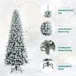Costway 7.5ft Snow-Flocked Hinged Artificial Christmas Pencil Tree w/ 1189 Mixed Tips -Northlight Christmas Store GUEST 9e58cf32 6332 4d27 ae67 e5f40ec292e7