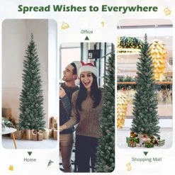 Costway 5ft/6ft/7ft Unlit Snowy PVC Artificial Slim Christmas Pencil Tree with Pine Cones -Northlight Christmas Store GUEST 9e789a91 2bcf 42ca bea2 aa8a9ce90b19