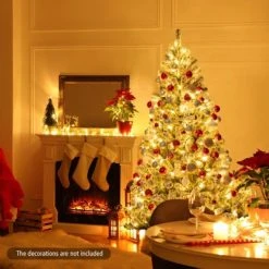 Tangkula 6FT Snow Flocked Artificial Christmas Hinged Tree Pre-lit Artificial Xmas Full Tree with 928 Branch Tips -Northlight Christmas Store GUEST 9fdeea5a d2fa 4de0 ae49 99438f3145e0