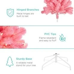 Best Choice Products Pre-Lit Pink Christmas Tree, Artificial Full Holiday Decoration w/ Branch Tips, Incandescent Lights -Northlight Christmas Store GUEST 9fe7129e 6bd0 4c67 9e44 b4da69750936
