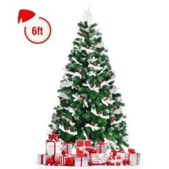 Tangkula Premium Unlit Christmas Tree, Snow Flocked Hinged Artificial Christmas Tree Pine Full Tree with Solid Metal Stand -Northlight Christmas Store GUEST a0fe5baf 4d2c 48b6 b609 6103d0342b3b